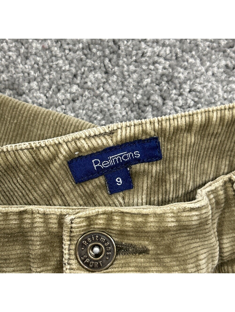 Reitmans Vintage Corduroy Pants Y2K Mid Rise Flare Green Khaki Colour - Picture 6 of 8
